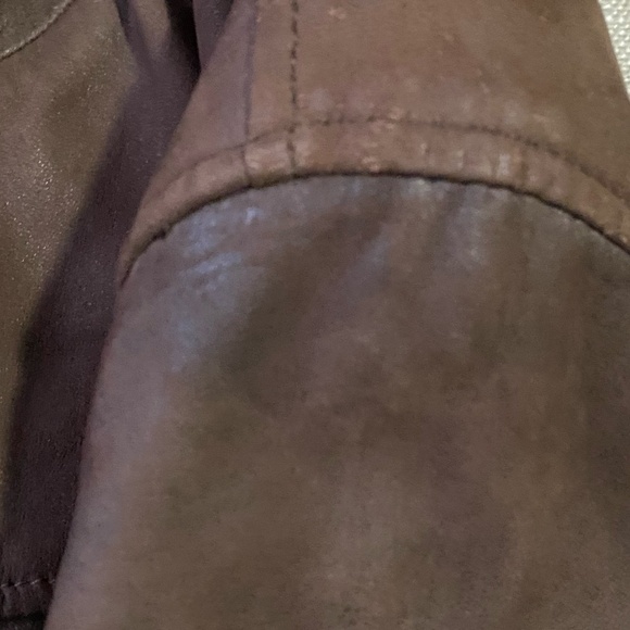 Mens Columbia Brown Soft Leather Zip Up Mock Neck Cotton Lined Casual Coat. Sz-L - Picture 13 of 16